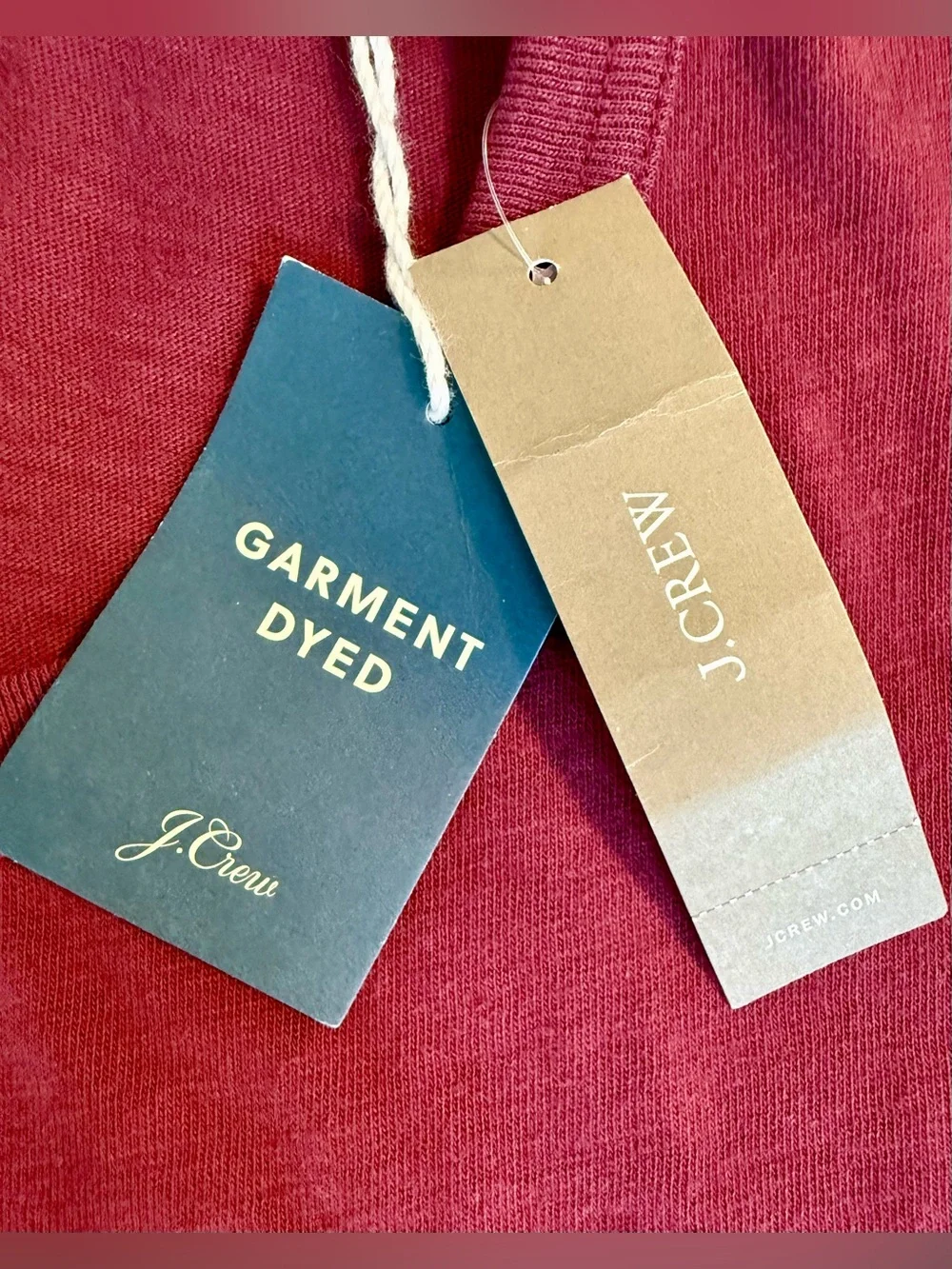 NWT J.Crew Men’s L Garment Dyed Slub Cotton Pocket T-Shirt Burgundy J1785